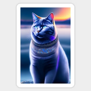 The Galactic British Shorthair Blue Cat of the Universe Sticker